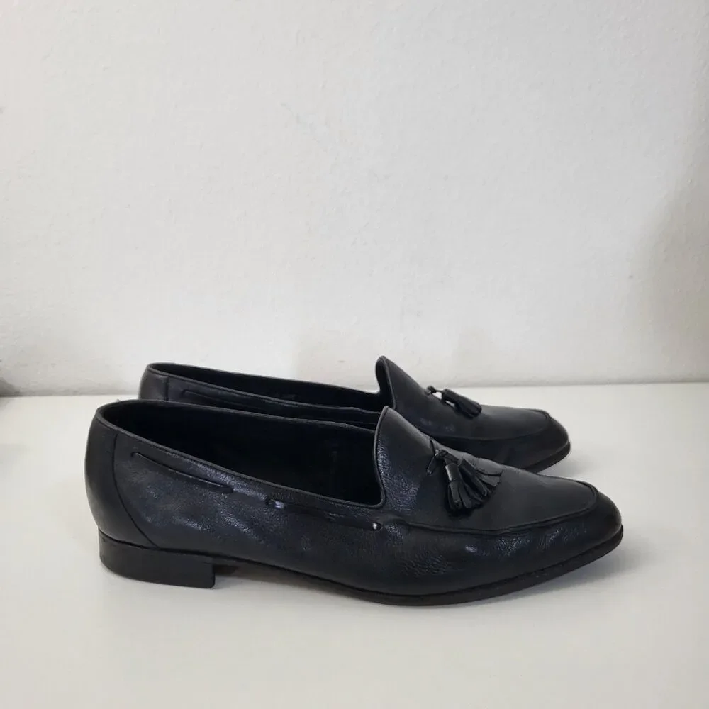 BALLY Black Leather Tassel Loafers Mens 13 EEE Dress Shoes Triple Wide Width
